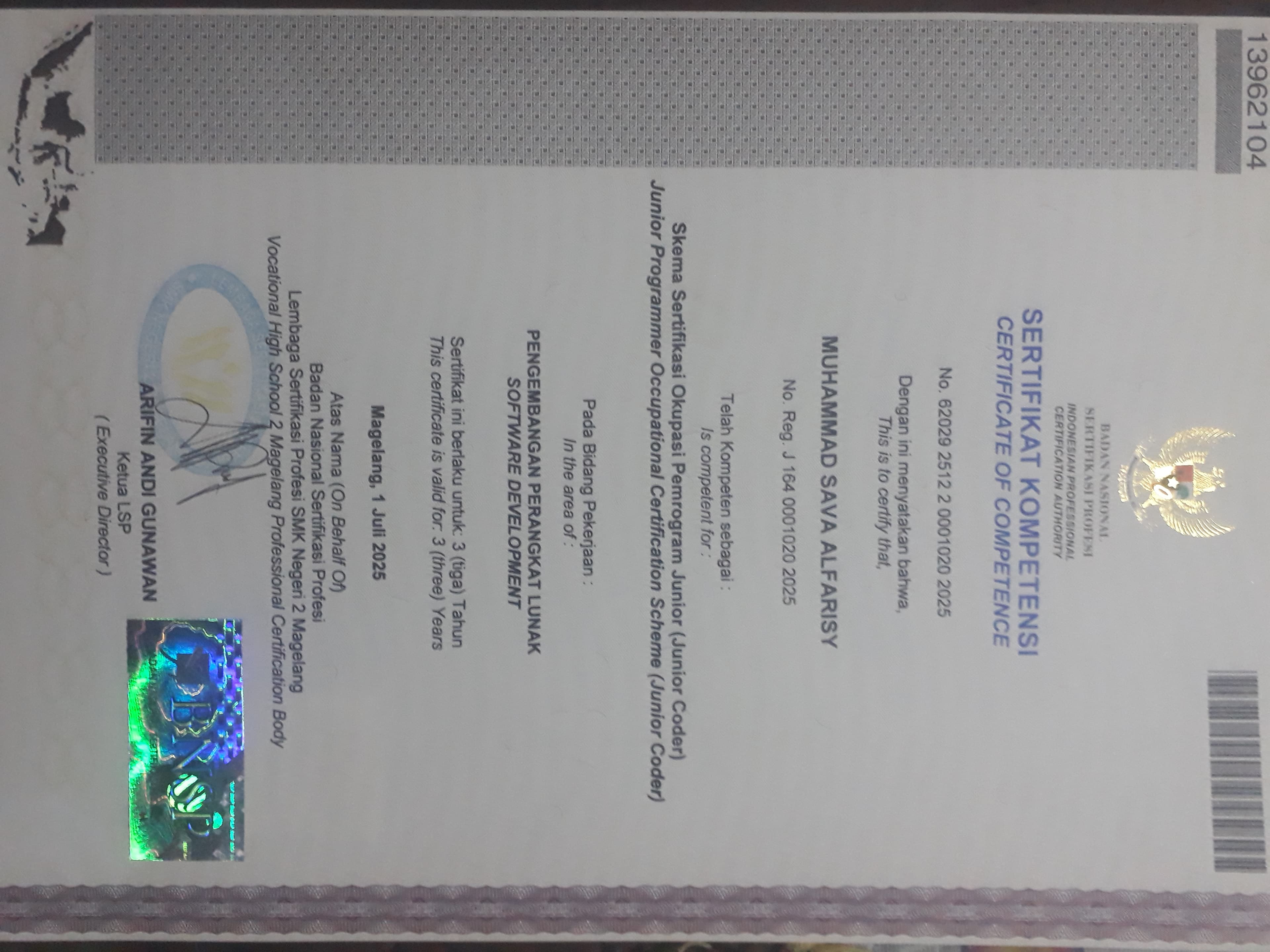 Junior Coder Certificate (BNSP)